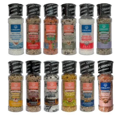 Miniatura 5 de Coralina Cristales de sal marina del Caribe con molinillo - Grueso y crujiente - Evaporado solar - Mejora el ensalado, carnes, mariscos y cócteles