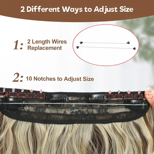 Miniatura 4 de Extensiones de cabello con halo de 12 pulgadas con alambre invisible, cabello largo ondulado ajustable, sintético, mejora con 4 clips de seguridad
