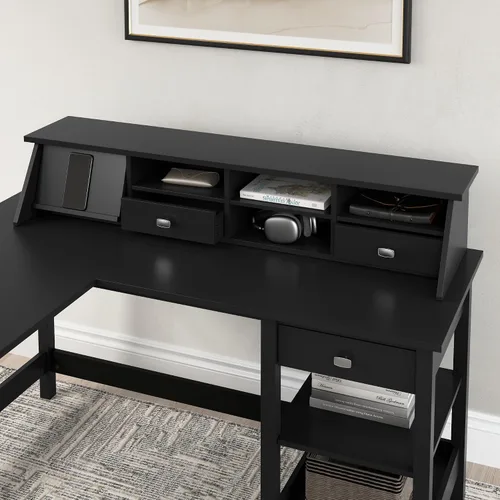 Miniatura 2 de Bush Furniture Broadview - Organizador de escritorio en negro clásico Almacenamiento para el espacio de trabajo de oficina en casa