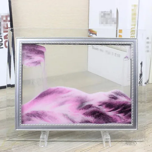 Miniatura 9 de Imágenes de arte en arena, pintura de arena movediza, decoración de sala de estar, escritorio 3D, paisaje natural, imagen de arena fluida con base