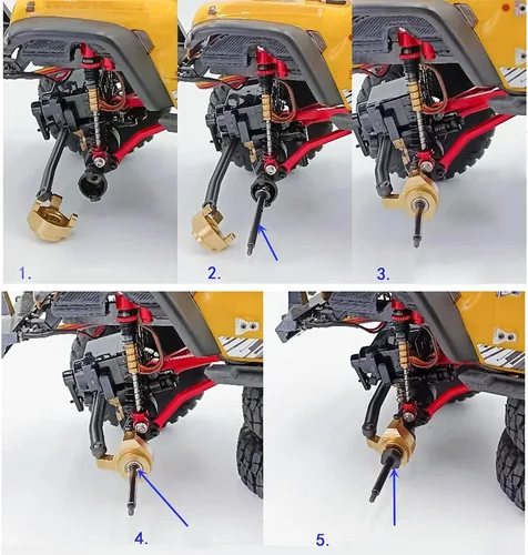 Miniatura 4 de RCHUBAM Llantas de rueda delantera RC con eje de transmisión CVD para 1/24 Axial SCX24 Deadbolt Bronco C10 RC Crawler Car