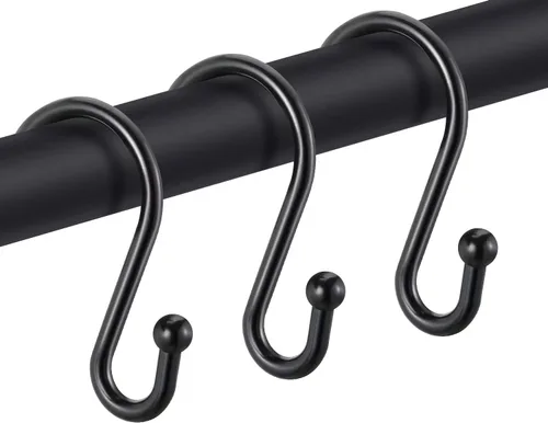 Miniatura 6 de Ganchos para cortina de ducha, juego de 12 anillos decorativos en forma de S a prueba de óxido, ganchos multiusos en S (dorado)