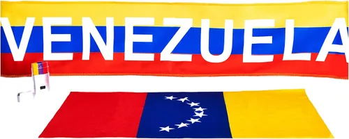Juego de 2 accesorios de bufanda y pañuelo para fanáticos del equipo de fútbol de Venezuela con colores de bandera y nombre de país impreso,