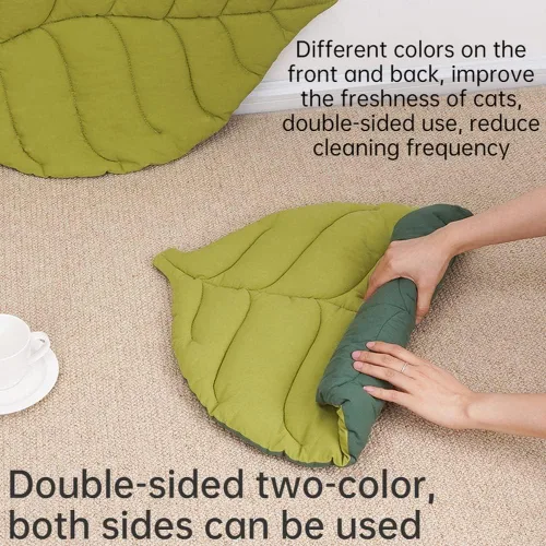 Miniatura 7 de Almohadilla de colchón de doble cara con forma de hoja para gato, nido de gato, perro, cálida y cómoda, accesorios para interiores (hojas de corazón)