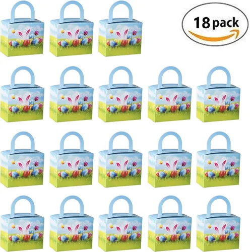 Miniatura 5 de Hammont Cajas de dulces de Pascua – Paquete de 18 – Cajas coloridas para regalos de fiesta con asa resistente – Perfecto para recuerdos de boda