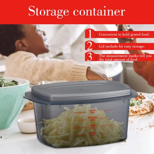 Miniatura 7 de Ourokhome Rallador rotativo de queso y rallador de caja de acero inoxidable con recipiente de almacenamiento extraíble, guantes, pelador de verduras