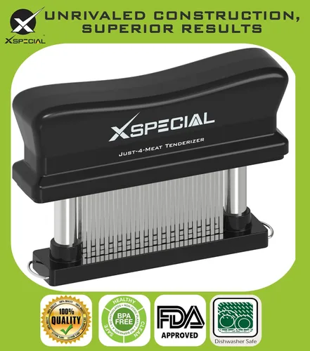 Miniatura 8 de XSpecial Herramienta Ablandadora de Carne 48 Cuchillas de Acero Inoxidable - Utensilios de Cocina con Aguja Ultra Afilada Que Ablanda Filetes y Negro