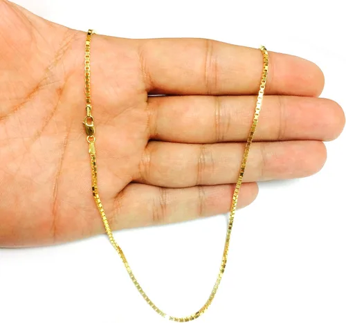 Miniatura 6 de Jewelry Affairs 14k Yellow Solid Gold Mirror Box Chain Necklace, 1.7mm