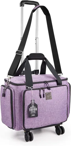 Bolsa para máquina de coser con ruedas universales, funda de transporte para máquina de coser con cremalleras YKK, compatible con la mayoría de los