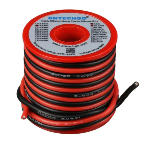 Miniatura 2 de BNTECHGO Carrete de alambre de silicona calibre 14 20 pies rojo y 20 pies negro flexible 14 AWG alambre de cobre estañado trenzado