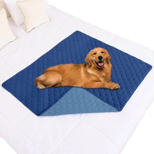 Miniatura 142 de Smiry Funda impermeable para cama de mascota, suave y lavable, para muebles, cama, sofá, reversible, a cuadros (30 x 53 pulgadas, color beige/beige)
