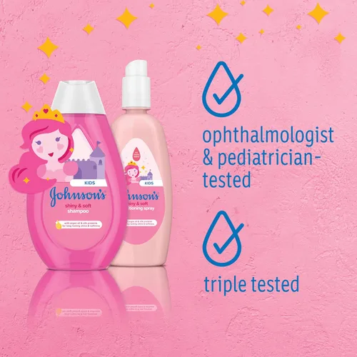 Miniatura 5 de Johnson's Shiny & Soft - Champú para niños con aceite de argán y proteínas de seda, el lavado diario del cabello de los niños limpia suavemente