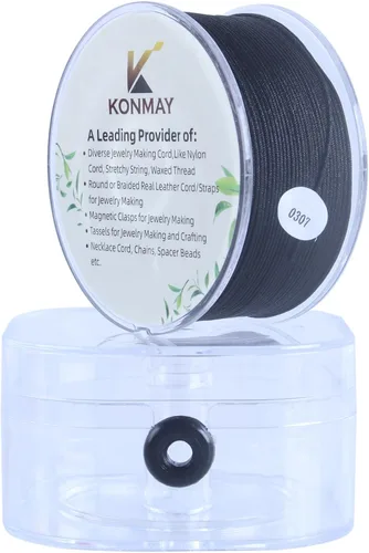 Miniatura 17 de KONMAY - Hilo de nylon negro de 0.6mm con estuche para pulseras, cordón de nailon satinado trenzado de 190 yardas para hacer joyería, encordar
