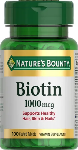 Nature's Bounty Biotina, Apoya el metabolismo para la energía y la salud del cabello, la piel y las uñas, 1000 mcg, 100 tabletas