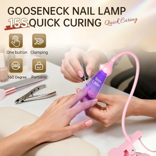 Miniatura 3 de AORAEM Lámparas LED para uñas de 3W, lámpara flexible de cuello de cisne, secador rápido de uñas para manicura, luz de curado de esmalte de gel, luz