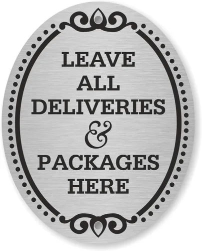 SmartSign Letrero de puerta con placa de diamante "Leave All Deliveries & Packages Here" | Aluminio de 4 x 5 pulgadas, fabricado en Estados Unidos