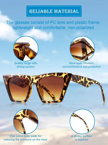 Miniatura 3 de 3 pares vintage cuadrado ojo de gato gafas de sol unisex pequeño moda cateye gafas de sol