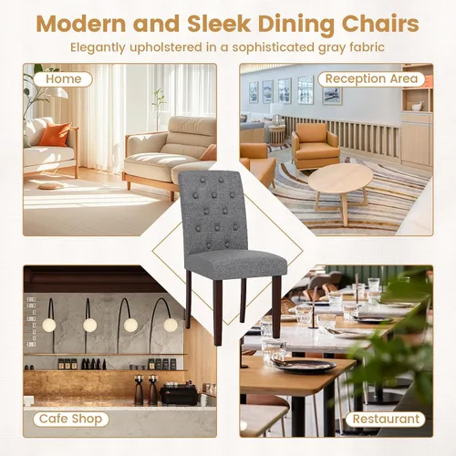 Miniatura 7 de NAFORT Sillas de comedor de tela, sillas clásicas de respaldo alto para cocina, sala de estar, patas de madera de goma maciza, silla acolchada