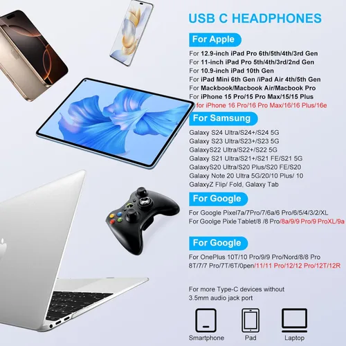 Miniatura 7 de Samsung - Auriculares con cable USB C para Galaxy A36 5G/A17/A56/A26/A16 5G/S25 Edge Ultra/S24 FE/S23/S22, Z Flip 7/Fold 7, auriculares con cable