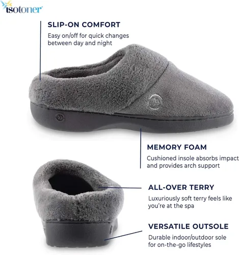 Miniatura 4 de isotoner Pantuflas de rizo con capucha para mujer con espuma viscoelástica suave, soporte de arco cómodo y suela para interiores y exteriores