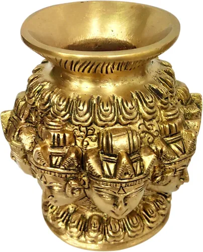Miniatura 2 de Purpledip Kalash de latón Omnipresent Siva: Jarrón decorativo para templo de colección rara (12054)
