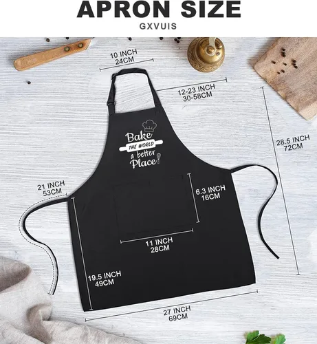 Miniatura 3 de Baking Lover - Delantal para mujer Bake the World a Better Place impermeable, ajustable, 2 bolsillos, delantal de cocina, regalo
