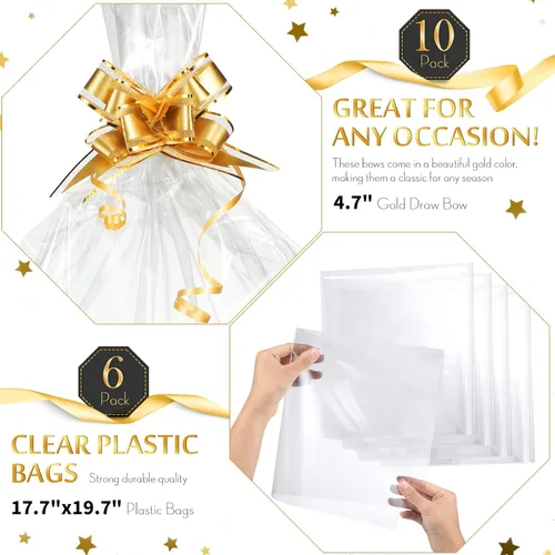 Miniatura 3 de Mimorou Paquete de 6 cestas para regalos vacías para llenar, kit de cesta de regalo vacía de papel kraft a granel con asa, 6 bolsas para envolver