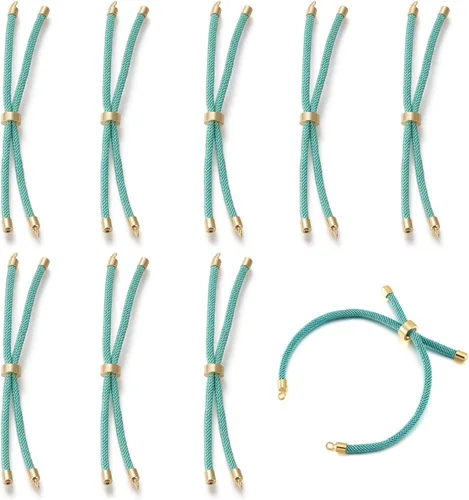 Miniatura 33 de 10 piezas de pulseras de cordón de nylon torcido para hacer joyas ajustables con deslizadores con accesorios de latón dorado para accesorios
