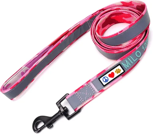 Miniatura 60 de Pawtitas correa para mascotas/cachorro de ft reflectante de perro con collar y arnés de juego que se venden por separado., Rosado (Pink Camo)