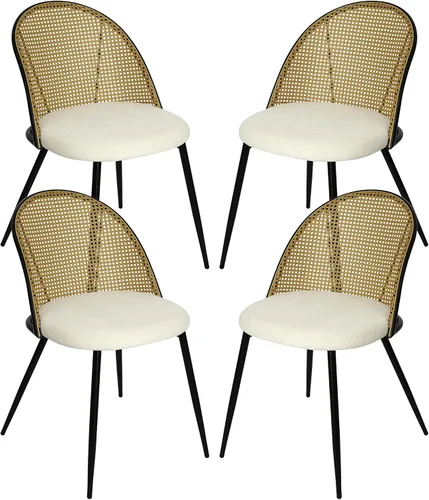 Miniatura 12 de CangLong Mid Century - Juego de 2 sillas tapizadas de terciopelo para cocina, modernas, color verde, 1