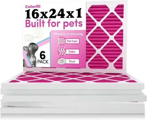 Miniatura 32 de Colorfil - Filtro de aire de 18 x 18 x 1 pulgadas, filtros que cambian de color para olores de gatos y perros, filtro de aire acondicionado MERV 8