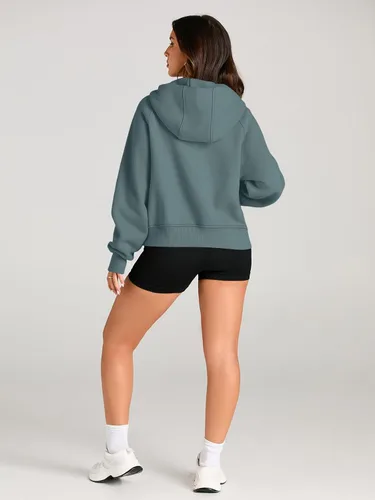 Miniatura 3 de AUTOMET Sudaderas con media cremallera, sudaderas cortas de forro polar para mujer, suéteres con cremallera de un cuarto, trajes de otoño, ropa