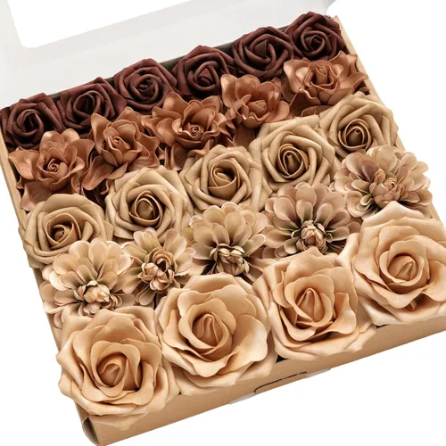 Miniatura 6 de Ling's moment Flores Artificiales de Seda Falsa Hortensias Rosas de Espuma Gardenias Falsas Combo para Bricolaje Ramos de Boda Centros de Mesa