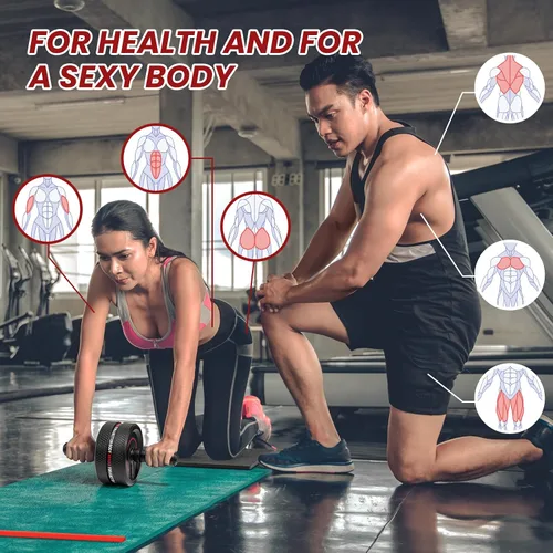 Miniatura 6 de Rueda de rodillo abdominal. Rodillo de entrenamiento abdominal para hombres/mujeres, ruedas abdominales ampliadas a 3.4 pulgadas, banda de rodadura