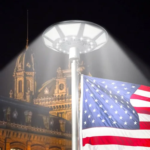 Miniatura 8 de Luz solar para mástil de bandera – Luz LED súper brillante para mástiles de bandera de 15 a 25 pies, alimentada por energía solar, del atardecer al