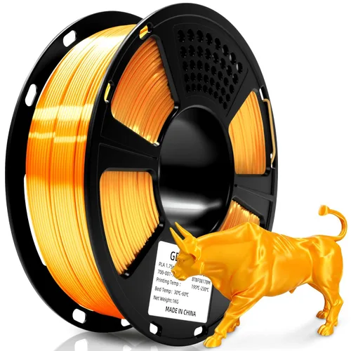 Miniatura 37 de GEEETECH Filamento PLA de color dorado sedoso de 0.069 libras, filamento de seda brillante para impresora 3D, carrete de 2.2 libras, precisión