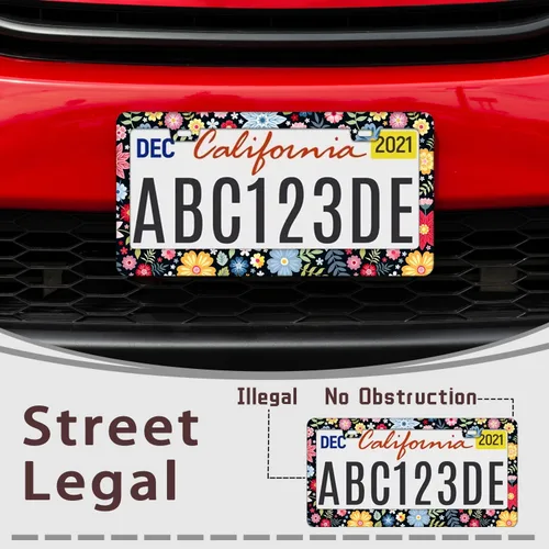 Miniatura 4 de Marco de matrícula personalizado, marco de placa de matrícula de flores hippie, 2 piezas, cubierta de placa de acero inoxidable para hombres