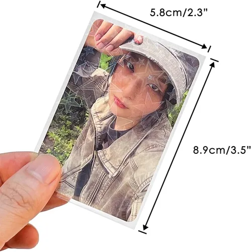 Miniatura 2 de 100 paquetes de fundas para tarjetas de fotos láser estrella Kpop, fundas ultra gruesas de 200 micrones, protector de tarjetas de fotos de ídolos