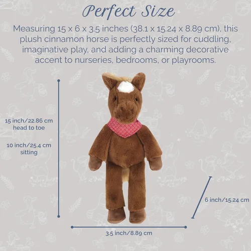 Miniatura 3 de MON AMI Juguete de peluche Cinnamon The Horse – Caballo de peluche suave de 15 pulgadas, peluche de poni de granja con bandana, animal sentado