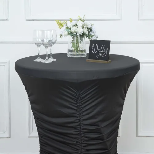 Miniatura 2 de Efavormart - Mantel para mesa de cóctel, color negro, de 32 pulgadas, plisado, resistente, de elastano, para mesa de cóctel, boda, fiesta, bar