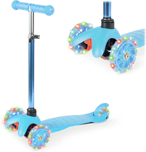 Miniatura 10 de Best Choice Products Patinete Mini para niños con ruedas iluminadas, altura ajustable con barra en T, freno de pie - Negro