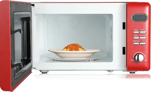 Miniatura 7 de Emerson MWR7020RD Horno Microondas Compacto Retro de Encimera con Control de Botones, Pantalla LED, 700W 5 Niveles de Potencia, 8 Menús Automáticos