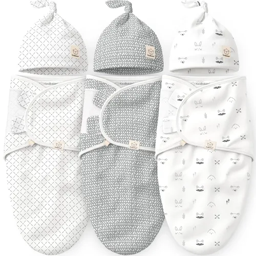 Miniatura 22 de KeaBabies Paquete de 3 mantas envolventes para recién nacidos, niñas, niños con gorros - Sacos de dormir suaves y orgánicos para bebés, juego
