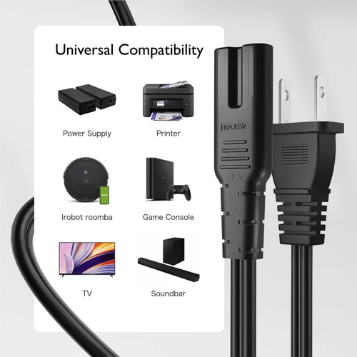 Miniatura 5 de TNP universal Power Cord – Nema 1 – 15P a IEC320 C7 Figure 8 – Escopeta de 2 Clavijas Conector AC Power Supply Cable de alambre Socket Plug Jack