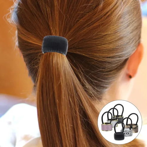 Miniatura 8 de KALLORY 6 piezas de cola de caballo para el cabello, con diamantes de imitación, ligas elásticas para el cabello, accesorios para el cabello