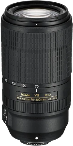 Nikon AF-P NIKKOR 2.756-11.811 in f/4.5-5.6E ED VR Lente de cámara digital Slr con zoom fijo, color negro