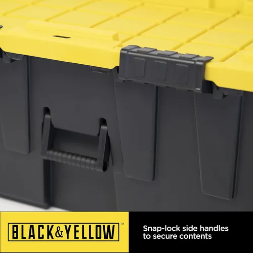 Miniatura 2 de Caja resistente negro y amarillo, 20 galones con ruedas, interior/exterior, resistente (paquete de 2)