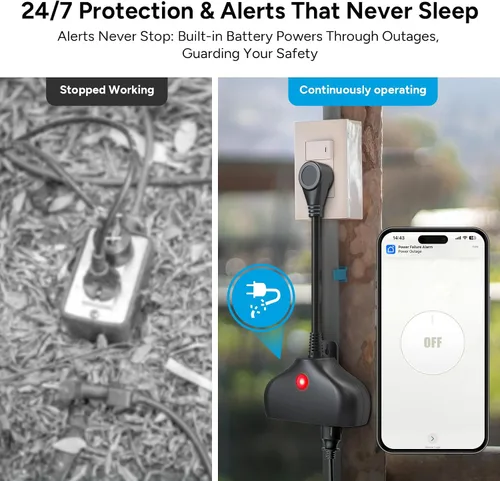 Miniatura 6 de Alarma de falla de energía WiFi, alertas de aplicación inteligente y sirena de 110 dB y uso en interiores y exteriores para congelador, bomba