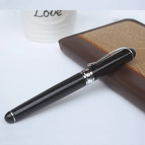 Miniatura 4 de Pluma estilográfica negra con purpurina, recargable de 5.5 in x 0.5 in para hombres y mujeres, diario, caligrafía, bolígrafos de escritura suave