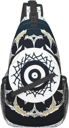 Bolso redondo de tótem blanco y negro, bolsa cruzada de viaje, senderismo, mini mochila de pecho, mochila casual para el hombro para mujeres y